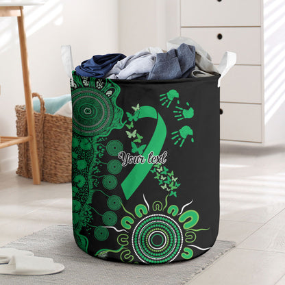 Australia Minority Mental Health Support Personalised Laundry Basket Aboriginal Ribbon Dot Painting