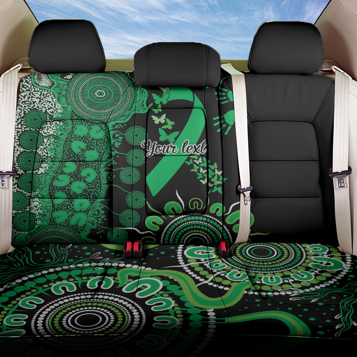 Australia Minority Mental Health Support Personalised Back Car Seat Cover Aboriginal Ribbon Dot Painting