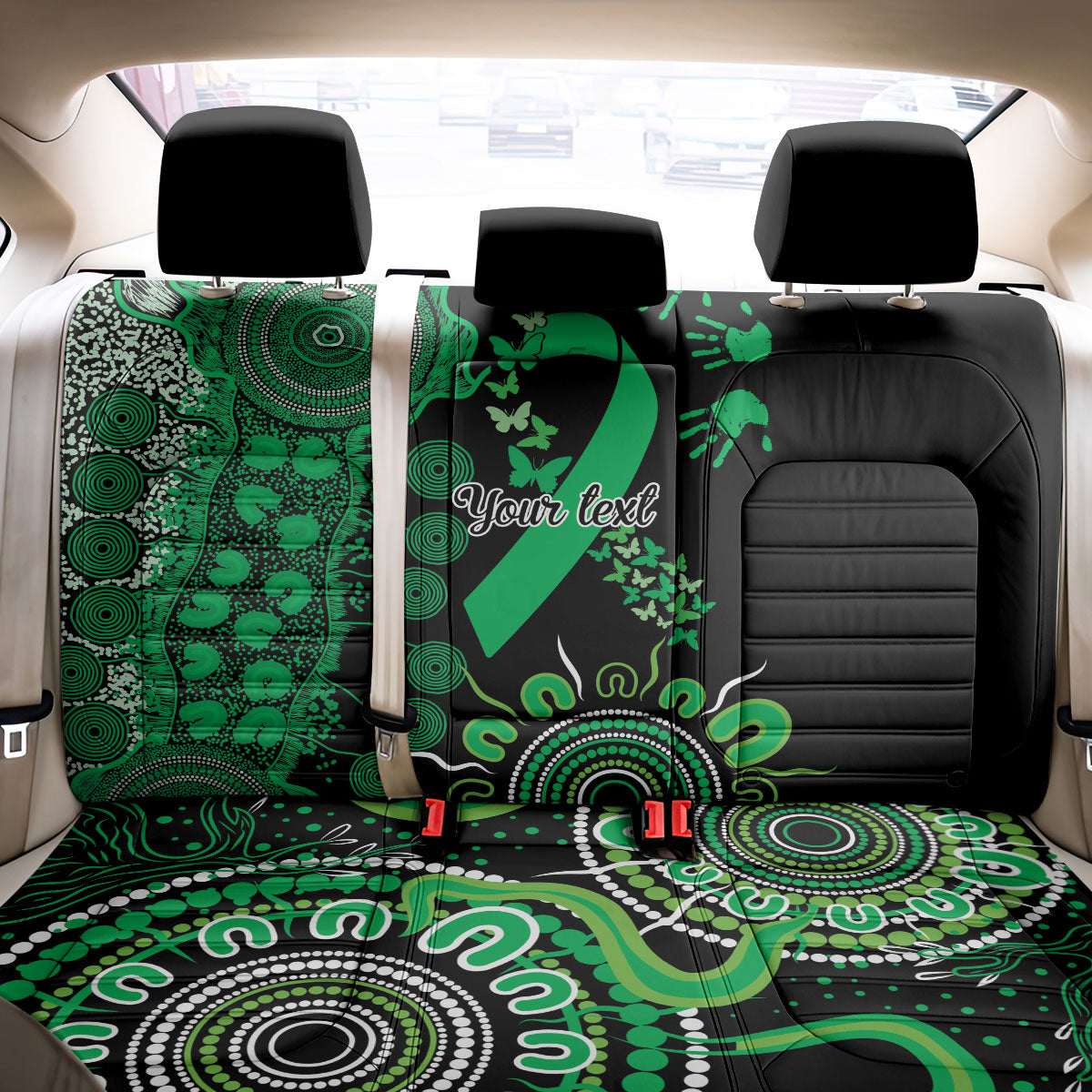 Australia Minority Mental Health Support Personalised Back Car Seat Cover Aboriginal Ribbon Dot Painting
