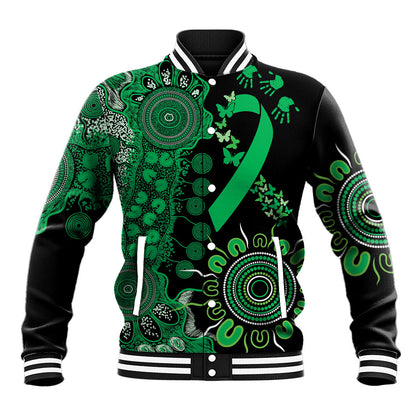 Australia Minority Mental Health Support Personalised Baseball Jacket Aboriginal Ribbon Dot Painting