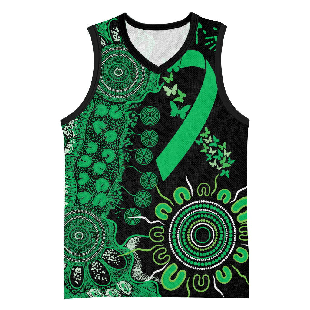 Australia Minority Mental Health Support Personalised Basketball Jersey Aboriginal Ribbon Dot Painting