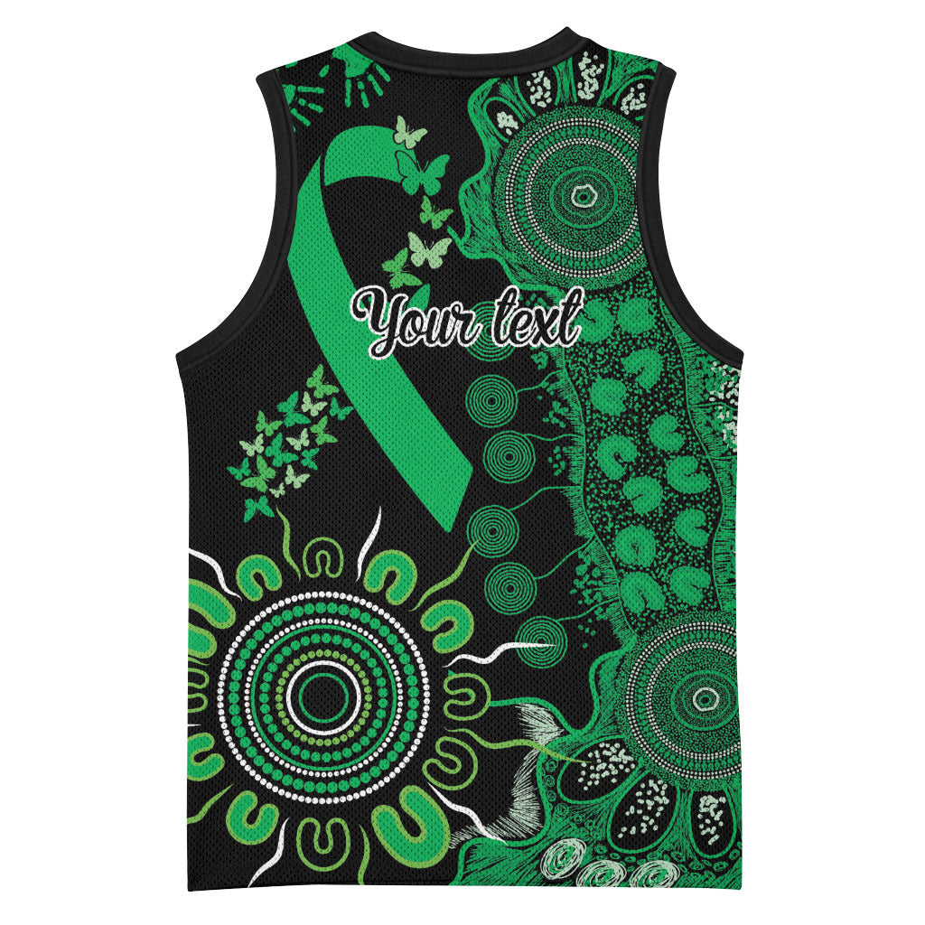Australia Minority Mental Health Support Personalised Basketball Jersey Aboriginal Ribbon Dot Painting