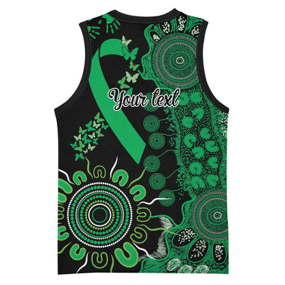 Australia Minority Mental Health Support Personalised Basketball Jersey Aboriginal Ribbon Dot Painting
