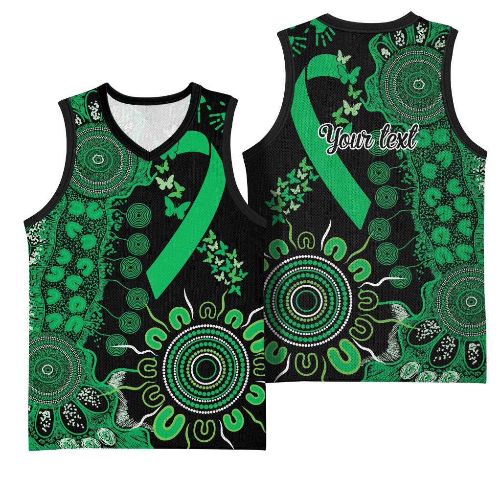 Australia Minority Mental Health Support Personalised Basketball Jersey Aboriginal Ribbon Dot Painting