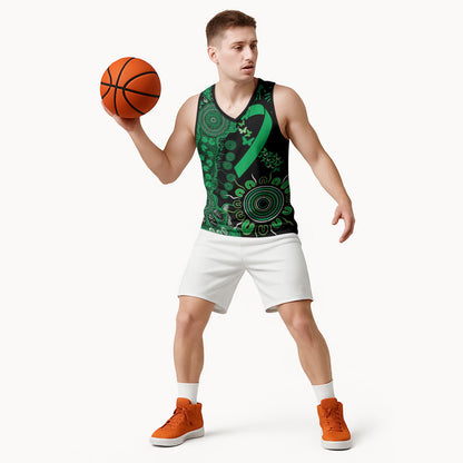 Australia Minority Mental Health Support Personalised Basketball Jersey Aboriginal Ribbon Dot Painting