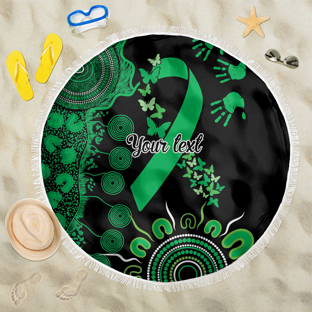 Australia Minority Mental Health Support Personalised Beach Blanket Aboriginal Ribbon Dot Painting