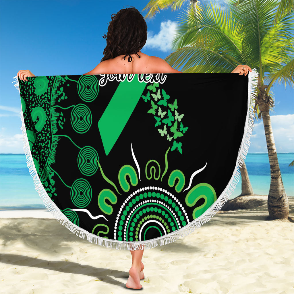 Australia Minority Mental Health Support Personalised Beach Blanket Aboriginal Ribbon Dot Painting