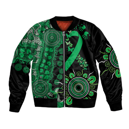 Australia Minority Mental Health Support Personalised Bomber Jacket Aboriginal Ribbon Dot Painting