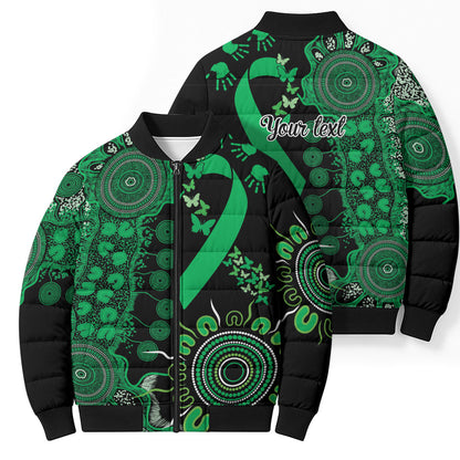 Australia Minority Mental Health Support Personalised Bomber Puffer Jacket Aboriginal Ribbon Dot Painting