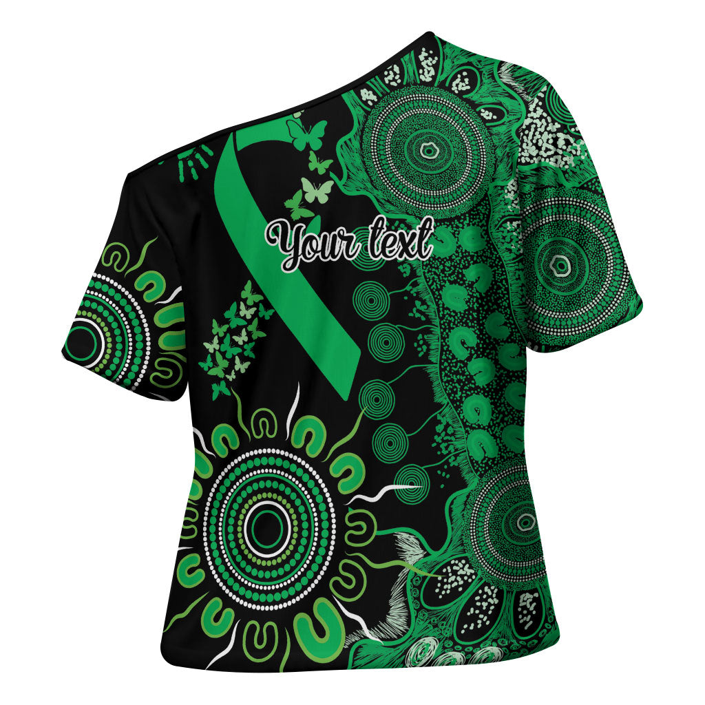 Australia Minority Mental Health Support Personalised Cross Shoulder Shirt Aboriginal Ribbon Dot Painting