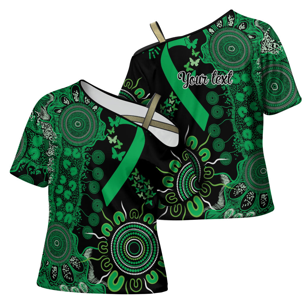 Australia Minority Mental Health Support Personalised Cross Shoulder Shirt Aboriginal Ribbon Dot Painting