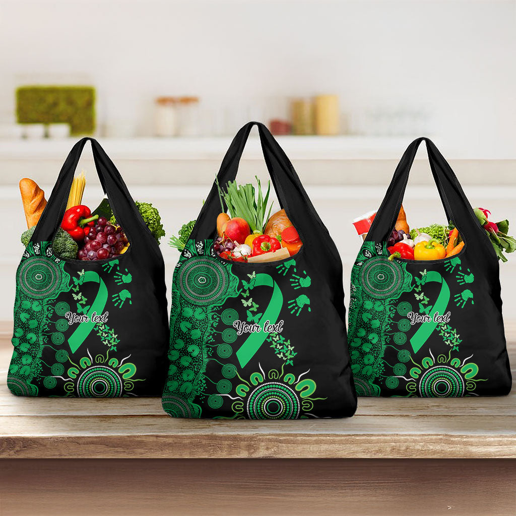Australia Minority Mental Health Support Personalised Grocery Bag Aboriginal Ribbon Dot Painting