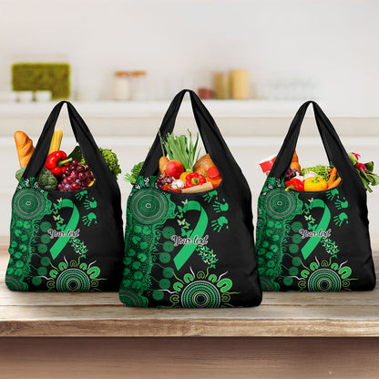 Australia Minority Mental Health Support Personalised Grocery Bag Aboriginal Ribbon Dot Painting