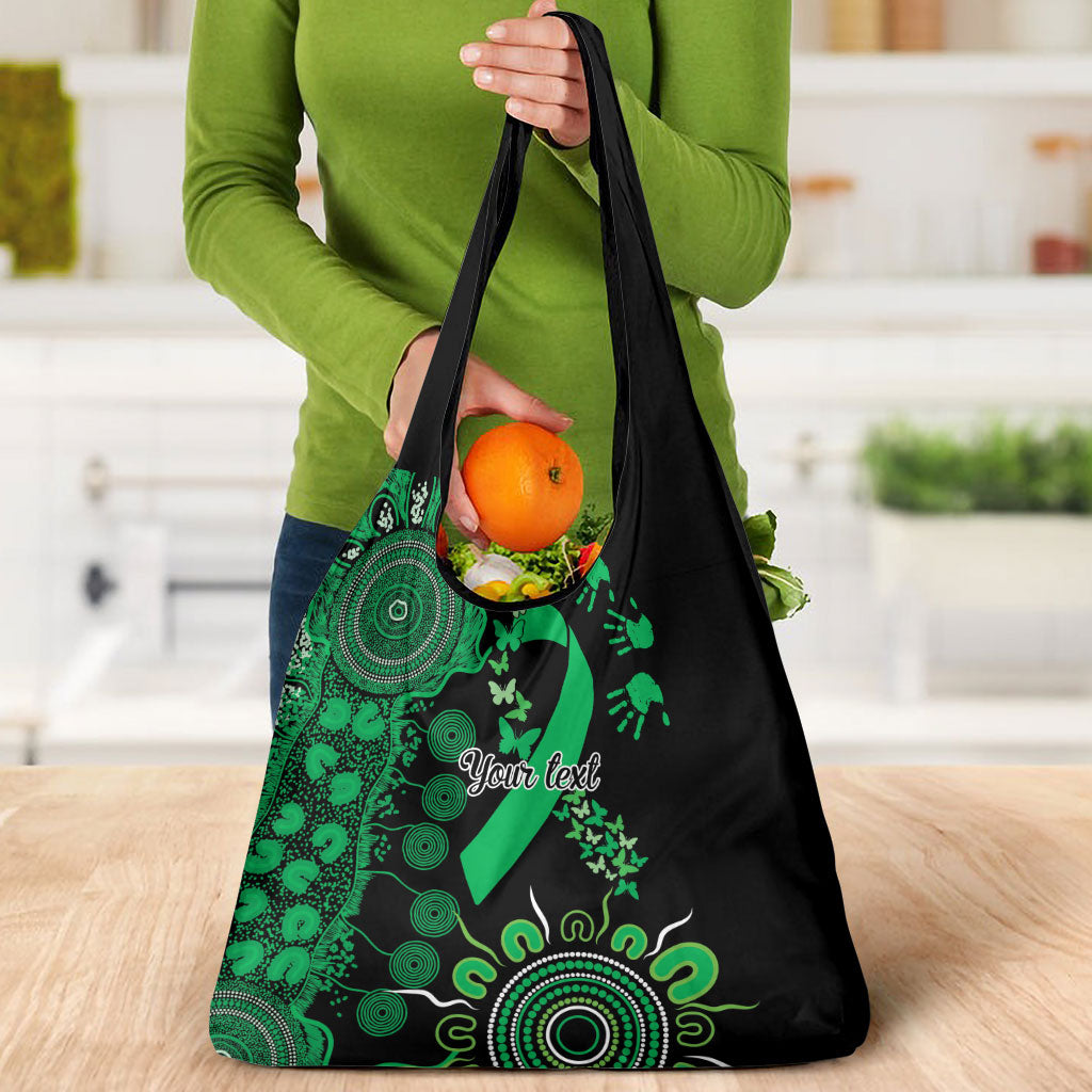 Australia Minority Mental Health Support Personalised Grocery Bag Aboriginal Ribbon Dot Painting