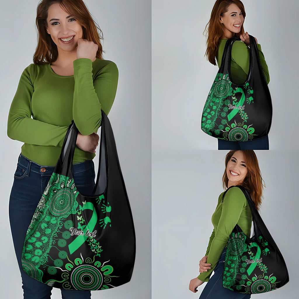 Australia Minority Mental Health Support Personalised Grocery Bag Aboriginal Ribbon Dot Painting