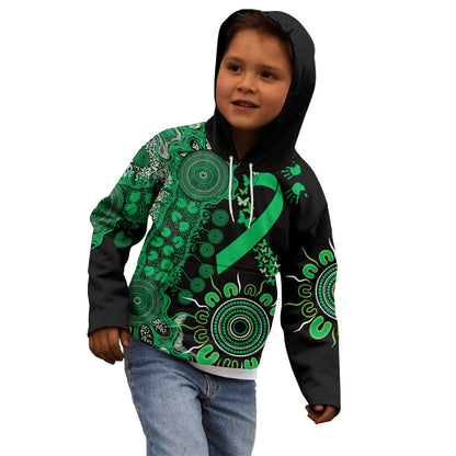 Australia Minority Mental Health Support Personalised Kid Hoodie Aboriginal Ribbon Dot Painting