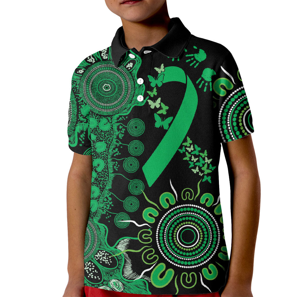 Australia Minority Mental Health Support Personalised Kid Polo Shirt Aboriginal Ribbon Dot Painting