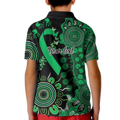 Australia Minority Mental Health Support Personalised Kid Polo Shirt Aboriginal Ribbon Dot Painting