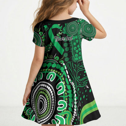Australia Minority Mental Health Support Personalised Kid Short Sleeve Dress Aboriginal Ribbon Dot Painting