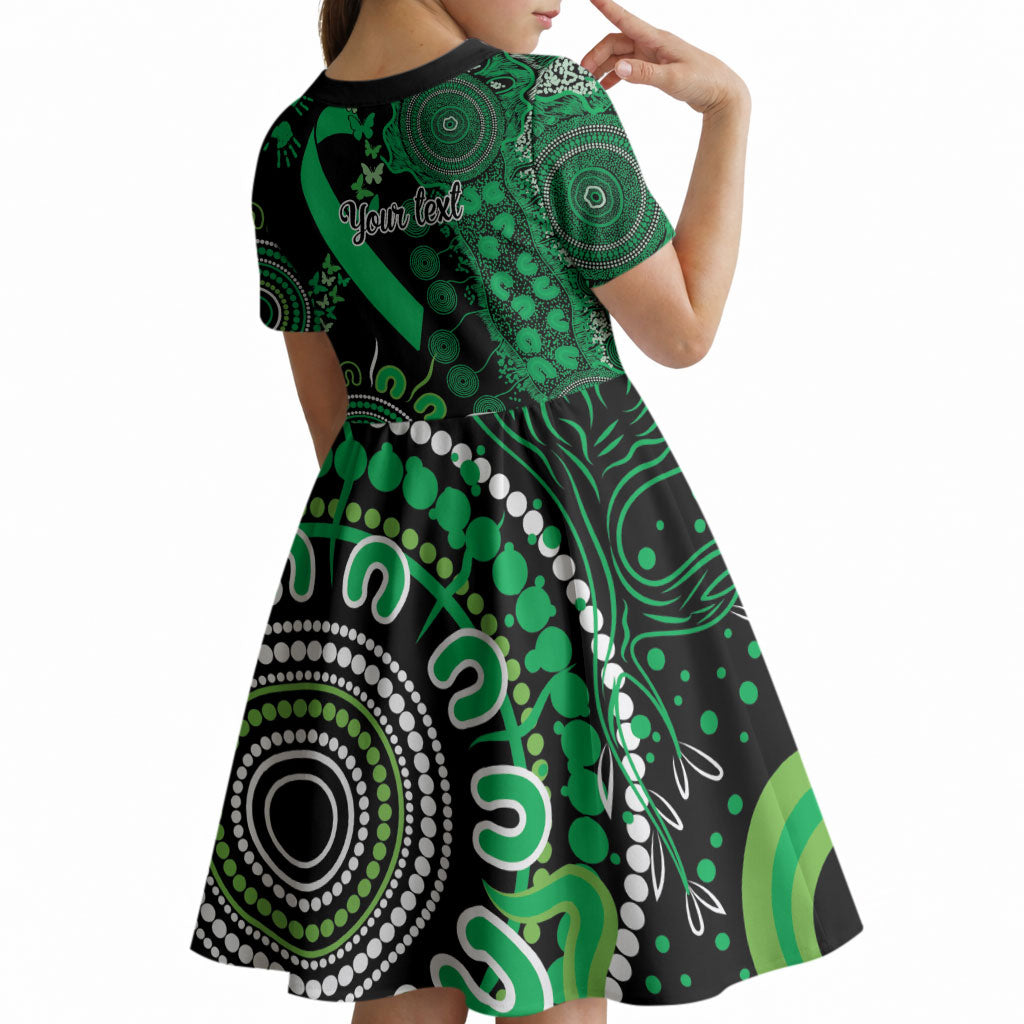 Australia Minority Mental Health Support Personalised Kid Short Sleeve Dress Aboriginal Ribbon Dot Painting