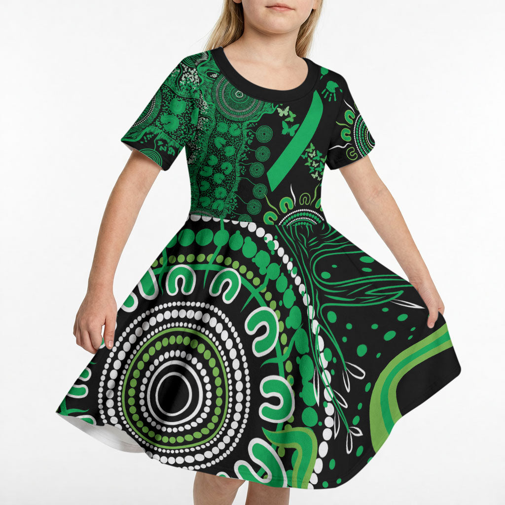 Australia Minority Mental Health Support Personalised Kid Short Sleeve Dress Aboriginal Ribbon Dot Painting