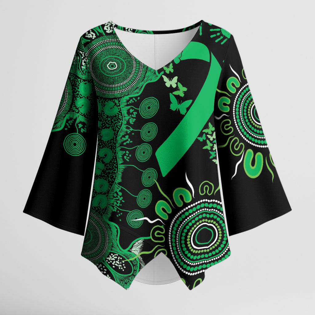 Australia Minority Mental Health Support Personalised Kimono Sleeve Blouse Aboriginal Ribbon Dot Painting