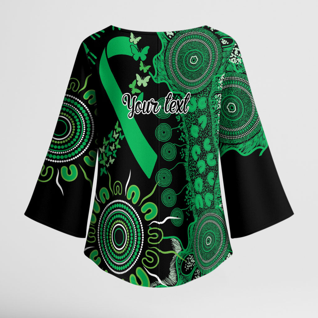 Australia Minority Mental Health Support Personalised Kimono Sleeve Blouse Aboriginal Ribbon Dot Painting