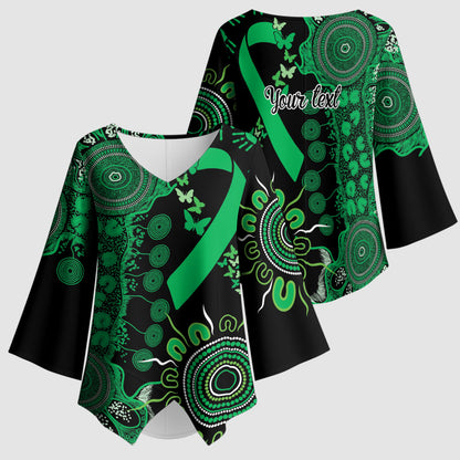 Australia Minority Mental Health Support Personalised Kimono Sleeve Blouse Aboriginal Ribbon Dot Painting