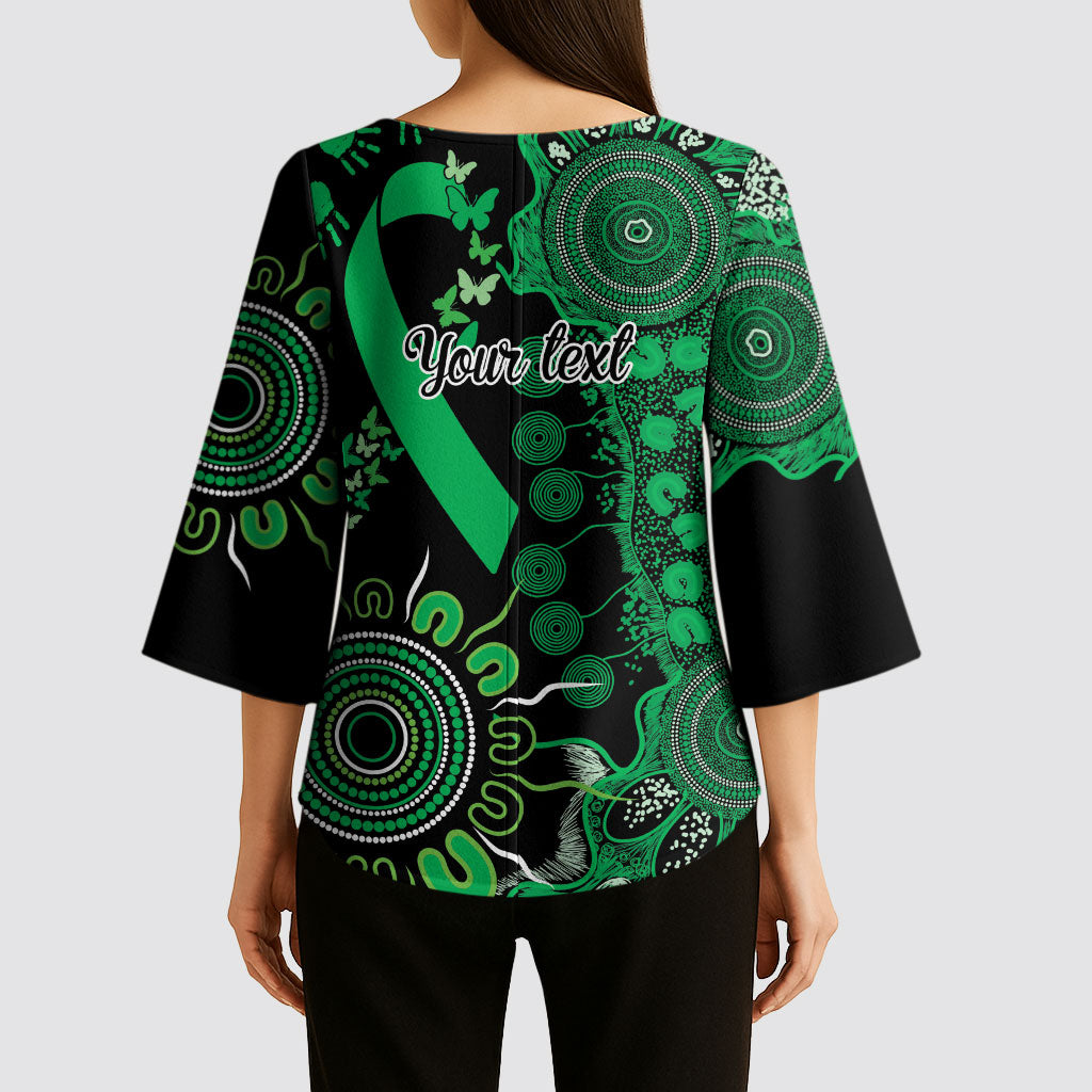 Australia Minority Mental Health Support Personalised Kimono Sleeve Blouse Aboriginal Ribbon Dot Painting