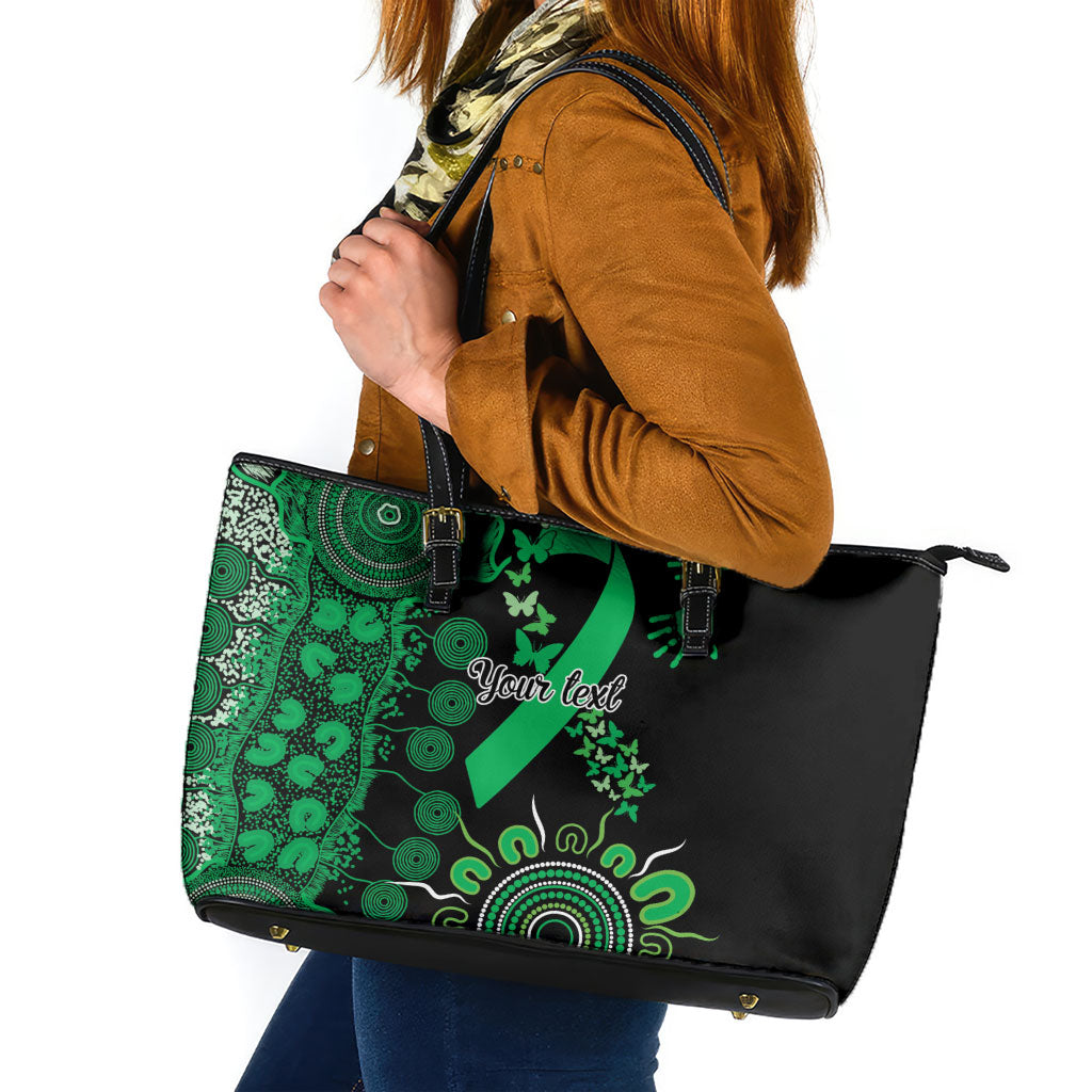 Australia Minority Mental Health Support Personalised Leather Tote Bag Aboriginal Ribbon Dot Painting