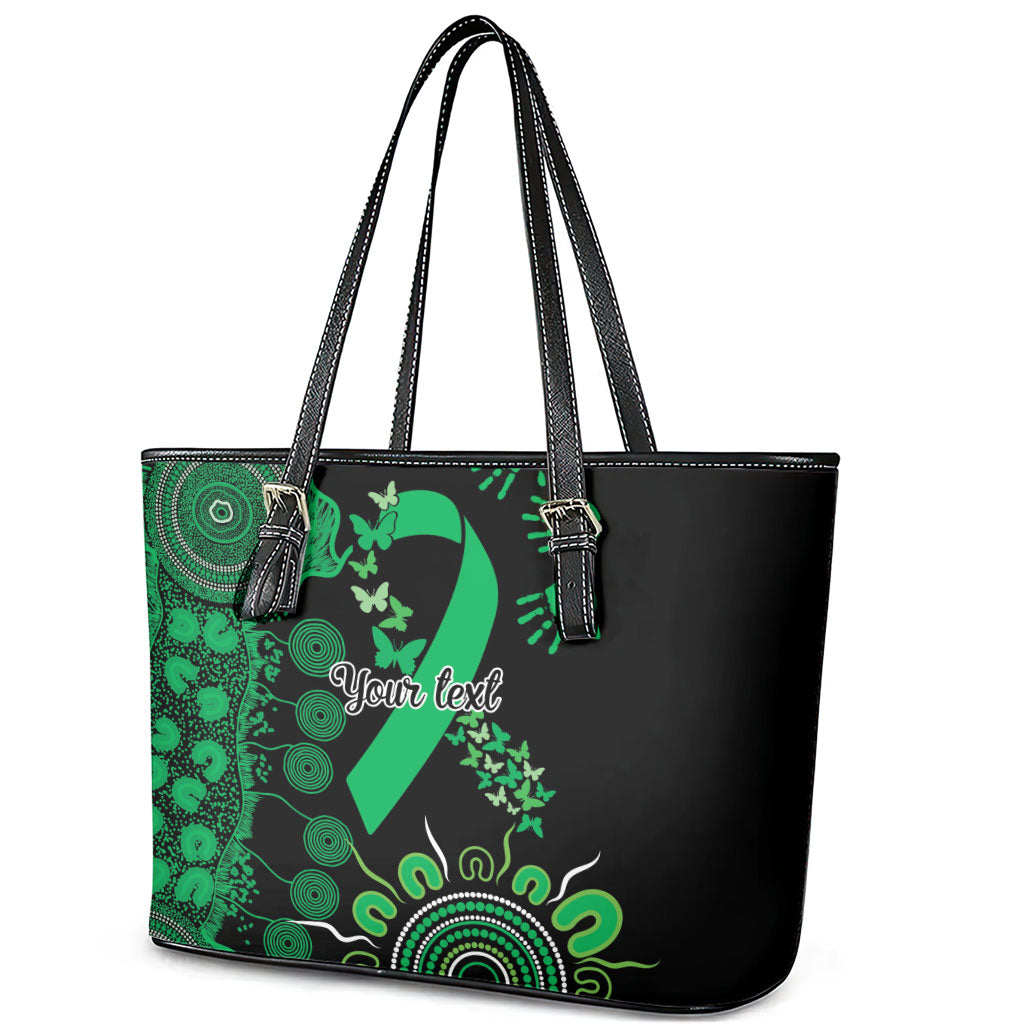Australia Minority Mental Health Support Personalised Leather Tote Bag Aboriginal Ribbon Dot Painting