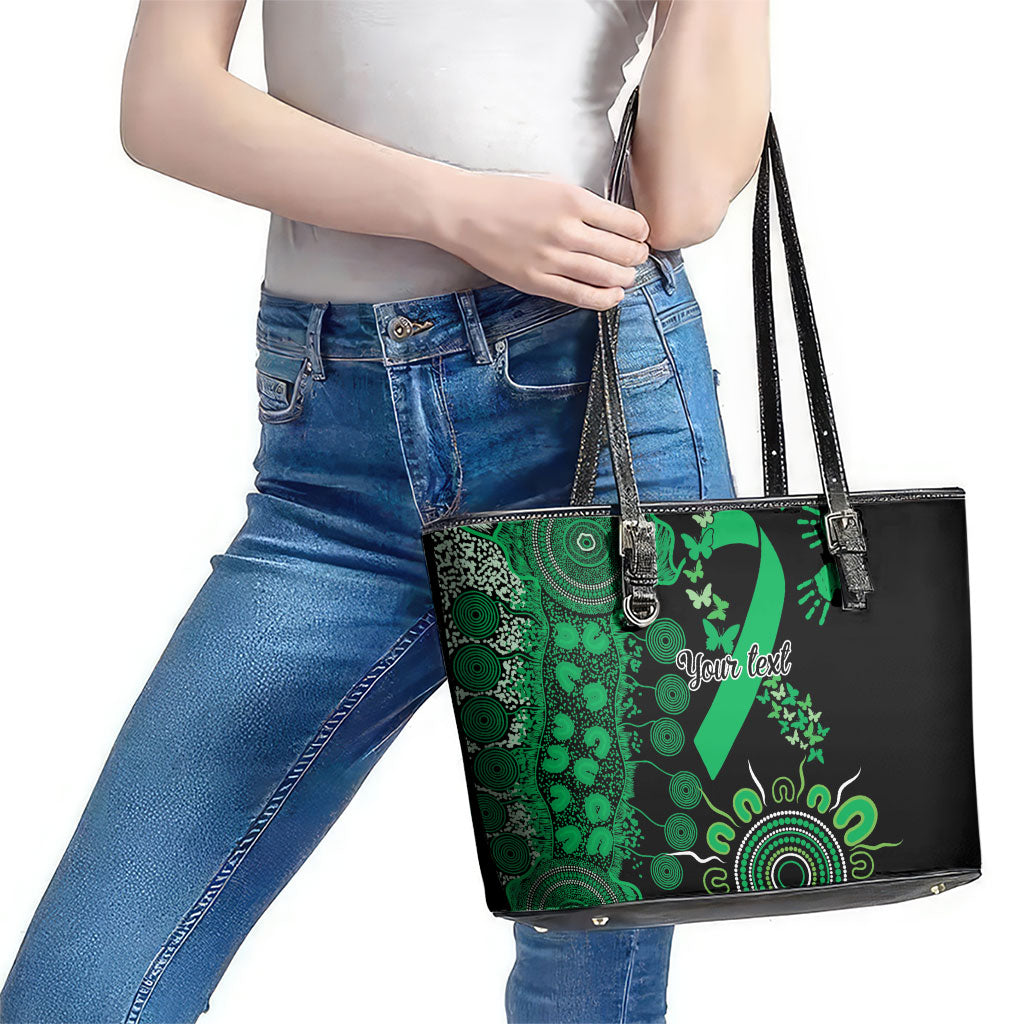 Australia Minority Mental Health Support Personalised Leather Tote Bag Aboriginal Ribbon Dot Painting