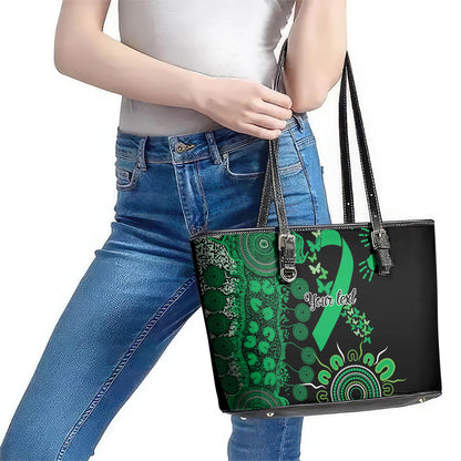 Australia Minority Mental Health Support Personalised Leather Tote Bag Aboriginal Ribbon Dot Painting