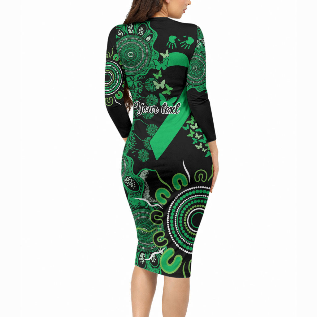 Australia Minority Mental Health Support Personalised Long Sleeve Bodycon Dress Aboriginal Ribbon Dot Painting
