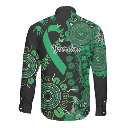 Australia Minority Mental Health Support Personalised Long Sleeve Button Shirt Aboriginal Ribbon Dot Painting