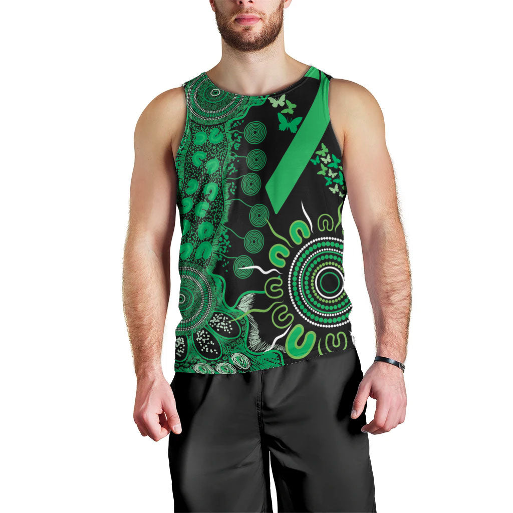 Australia Minority Mental Health Support Personalised Men Tank Top Aboriginal Ribbon Dot Painting