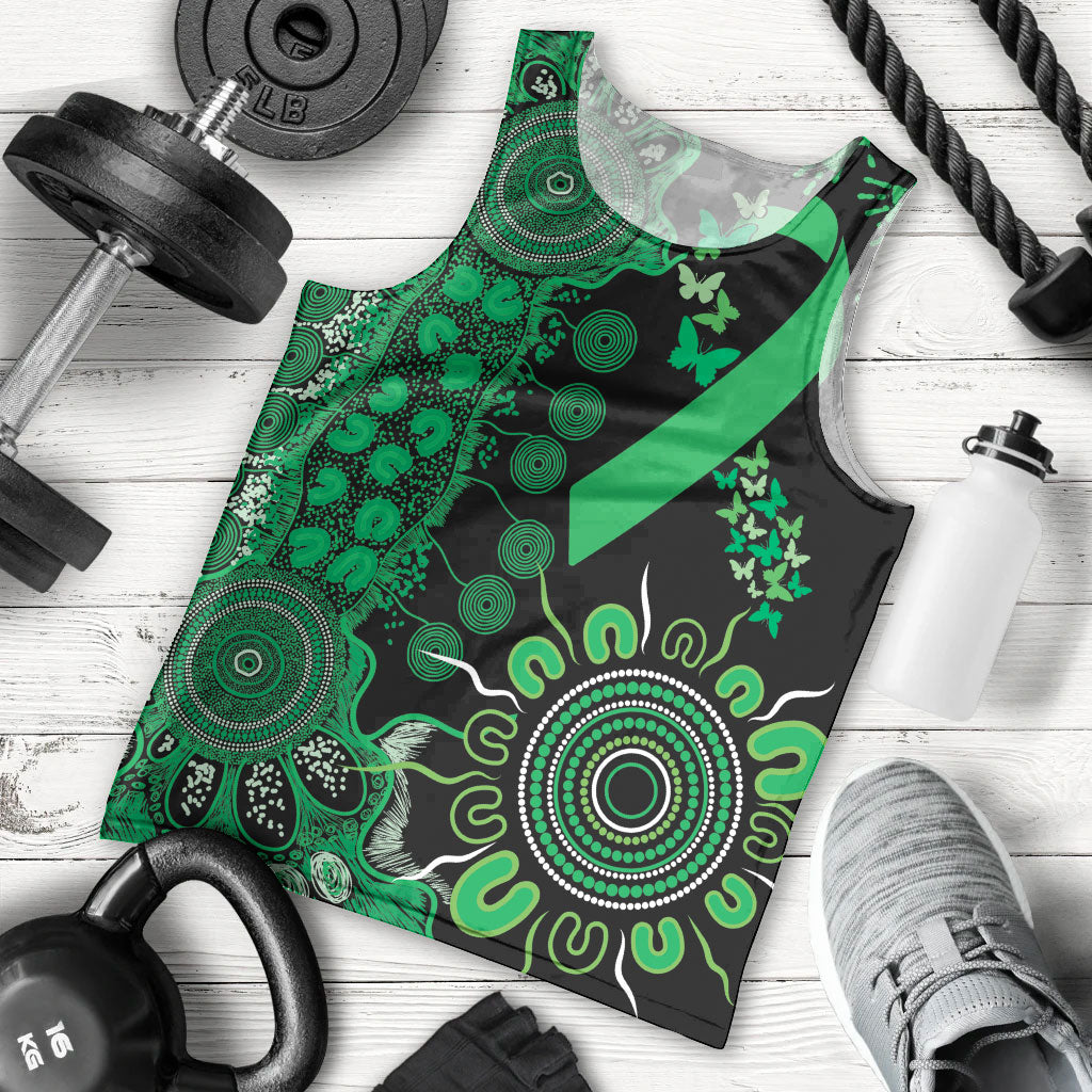 Australia Minority Mental Health Support Personalised Men Tank Top Aboriginal Ribbon Dot Painting
