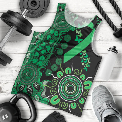 Australia Minority Mental Health Support Personalised Men Tank Top Aboriginal Ribbon Dot Painting