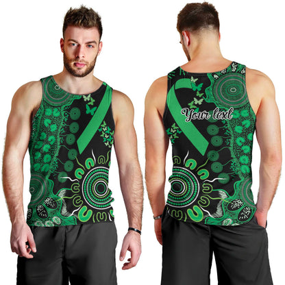 Australia Minority Mental Health Support Personalised Men Tank Top Aboriginal Ribbon Dot Painting