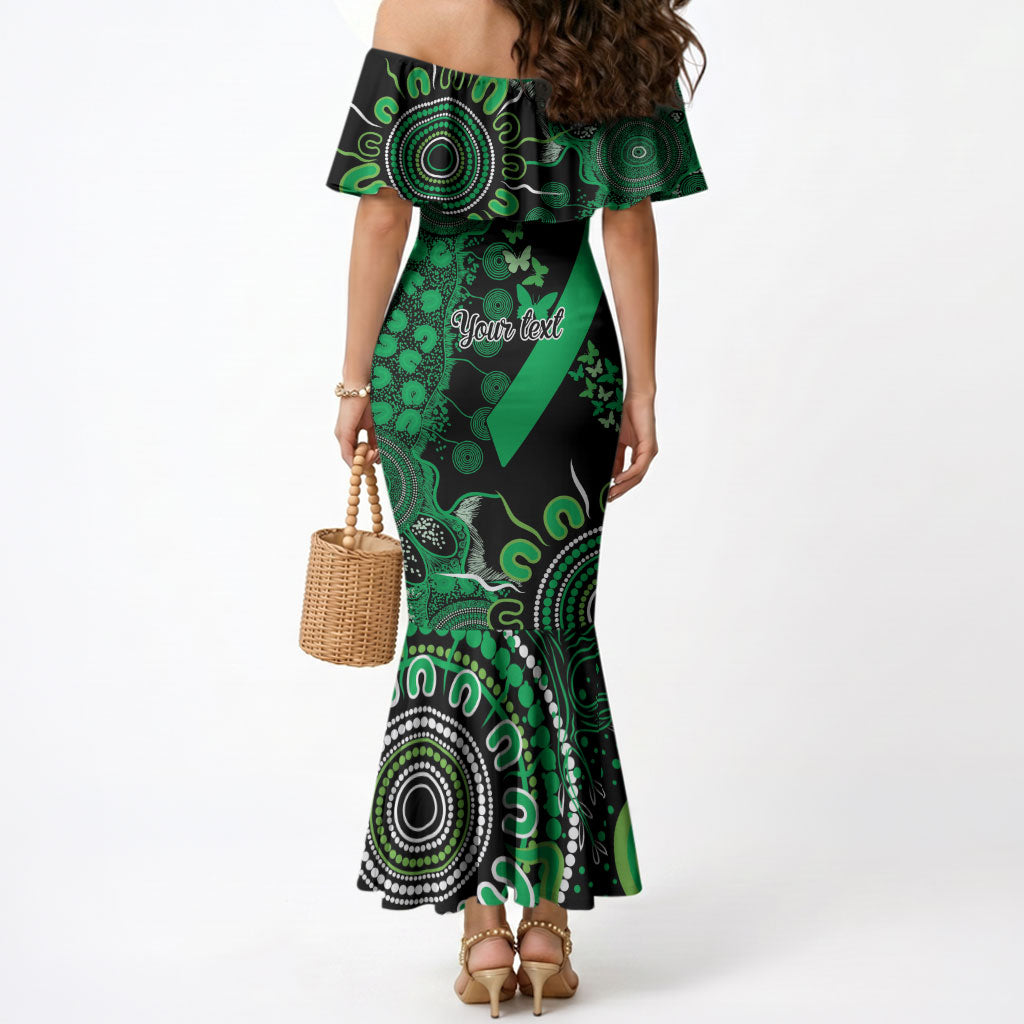 Australia Minority Mental Health Support Personalised Mermaid Dress Aboriginal Ribbon Dot Painting