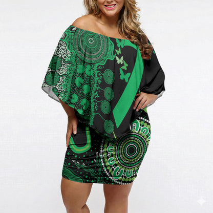 Australia Minority Mental Health Support Personalised Off Shoulder Short Dress Aboriginal Ribbon Dot Painting