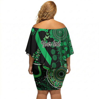 Australia Minority Mental Health Support Personalised Off Shoulder Short Dress Aboriginal Ribbon Dot Painting