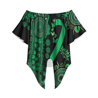 Australia Minority Mental Health Support Personalised Off Shoulder Wrap Waist Top Aboriginal Ribbon Dot Painting