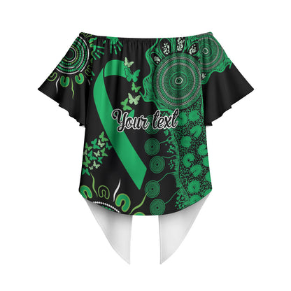 Australia Minority Mental Health Support Personalised Off Shoulder Wrap Waist Top Aboriginal Ribbon Dot Painting