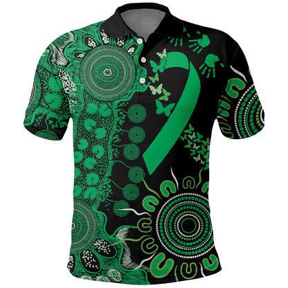 Australia Minority Mental Health Support Personalised Polo Shirt Aboriginal Ribbon Dot Painting