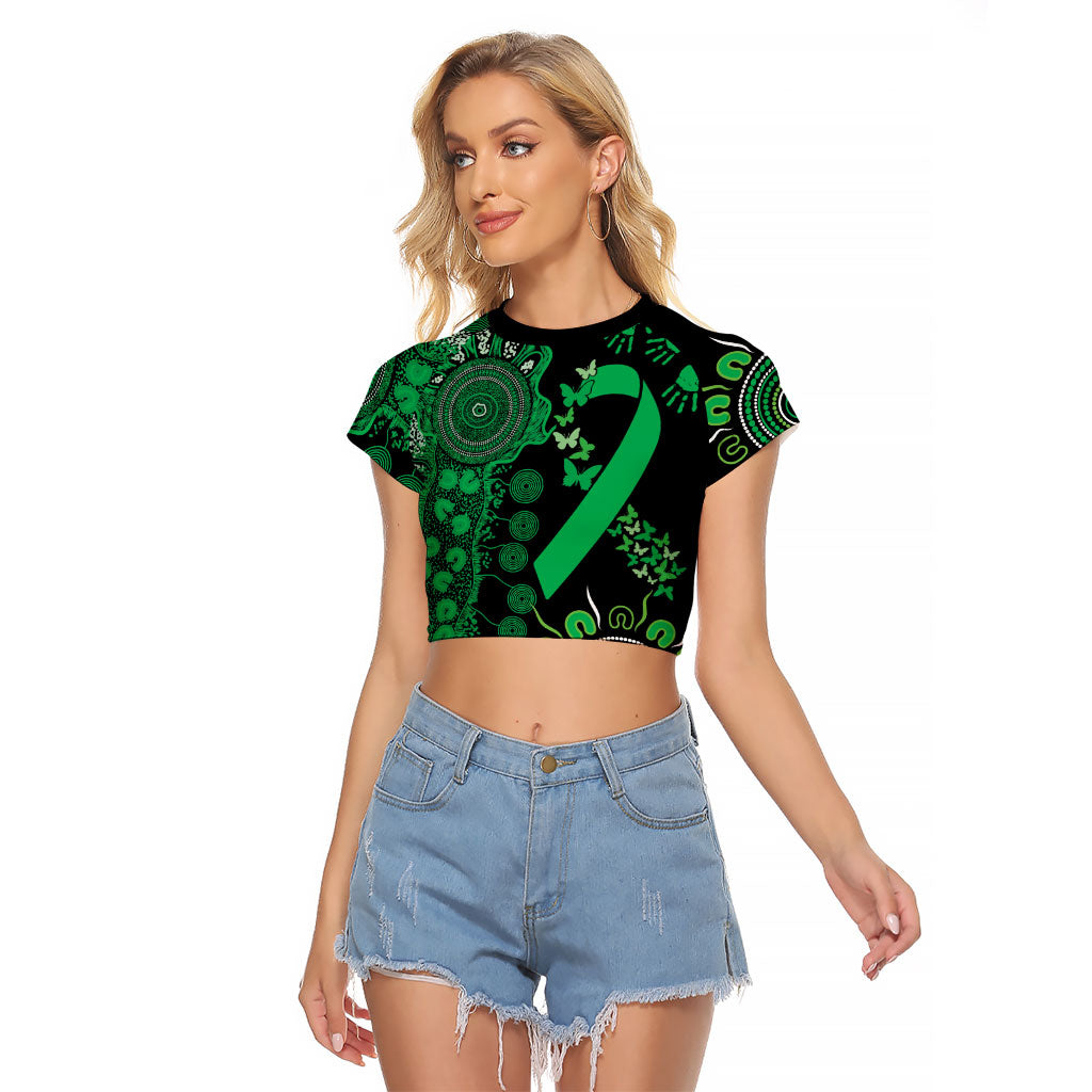 Australia Minority Mental Health Support Personalised Raglan Cropped T Shirt Aboriginal Ribbon Dot Painting