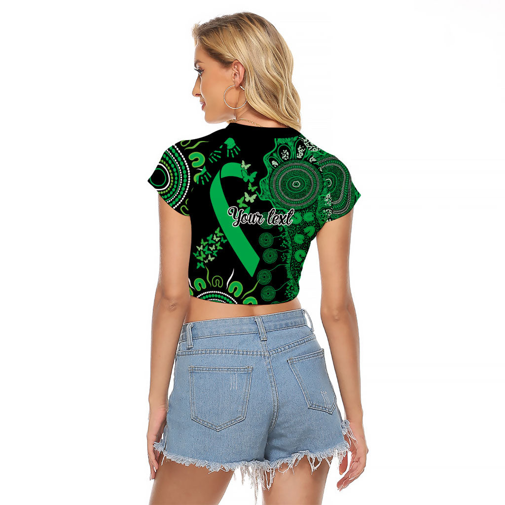 Australia Minority Mental Health Support Personalised Raglan Cropped T Shirt Aboriginal Ribbon Dot Painting