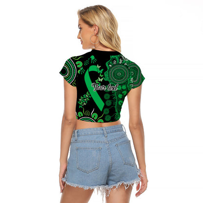 Australia Minority Mental Health Support Personalised Raglan Cropped T Shirt Aboriginal Ribbon Dot Painting