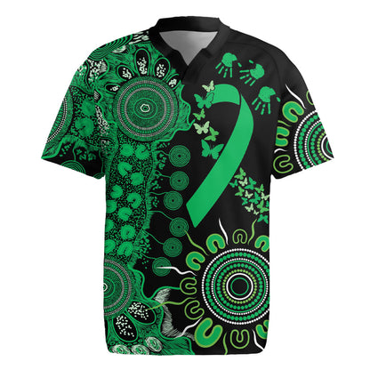 Australia Minority Mental Health Support Personalised Rugby Jersey Aboriginal Ribbon Dot Painting