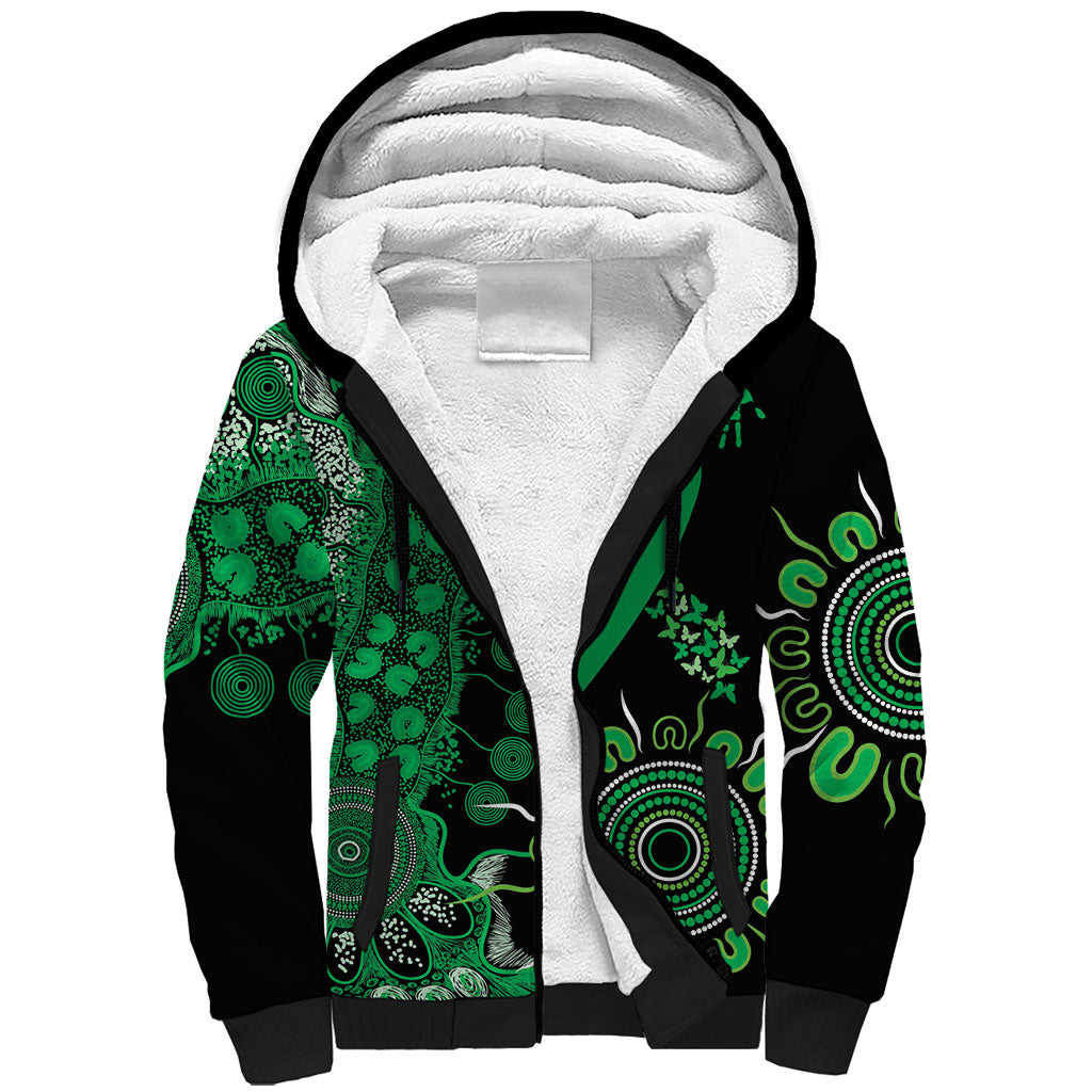 Australia Minority Mental Health Support Personalised Sherpa Hoodie Aboriginal Ribbon Dot Painting